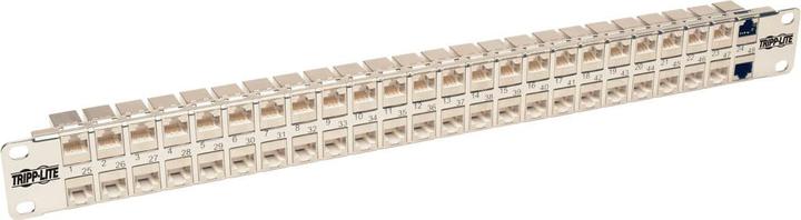 Produktbild Eaton 48-Port 1U Rack-Mount STP Shielded Cat6a Feedthrough Patch Panel RJ45 Ethernet TAA (USB 2.0)