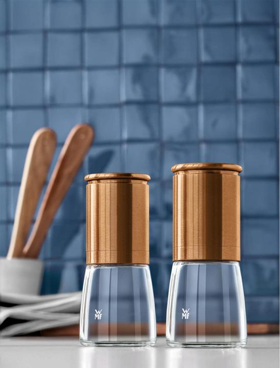 Produktbild WMF Mühlenset Salzmühle Pfeffermühle Set 2tlg Keramikmahlwerk DeLuxe Glasbehälter (Pfeffer, Salz)