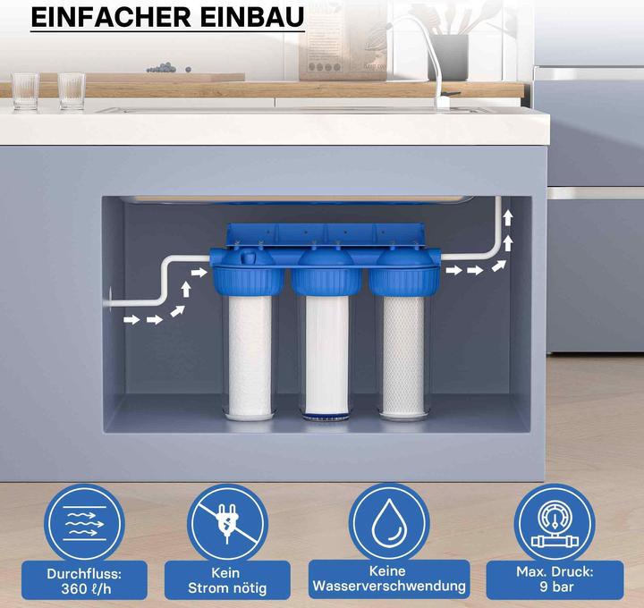 Produktbild Naturewater NW-BR10B4 3 Stufen Filter 5µ 26,16mm 3/4" Sedimentfilter Aktivkohle