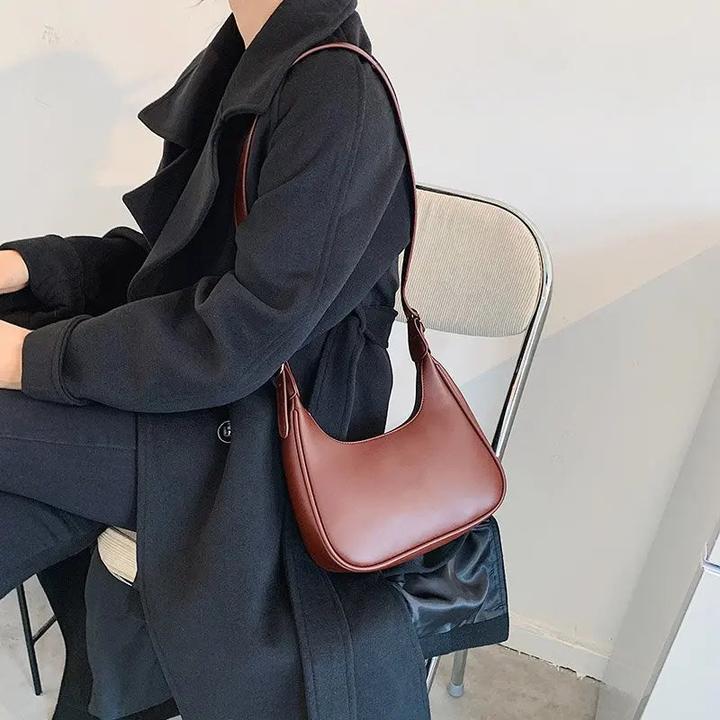 Only-Bags.Store Vintage Underarm Shoulder Bags Simple Style Bag Purse Solid Colour PU Leather Shrug