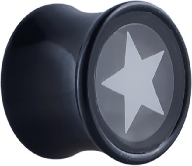 Produktbild Star Piercing Ring silber kreuz und quer gerillt (Acryl, Chirurgenstahl 316L, ohne Messing)