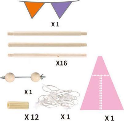 Actual product image Luxurious teepee tent in pink with lights, 128 cm