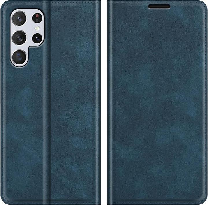 Actual product image Cover-Discount Galaxy S22 Ultra - Silky Stand Flip Case Cover dark blue (Samsung Galaxy S22 Ultra)