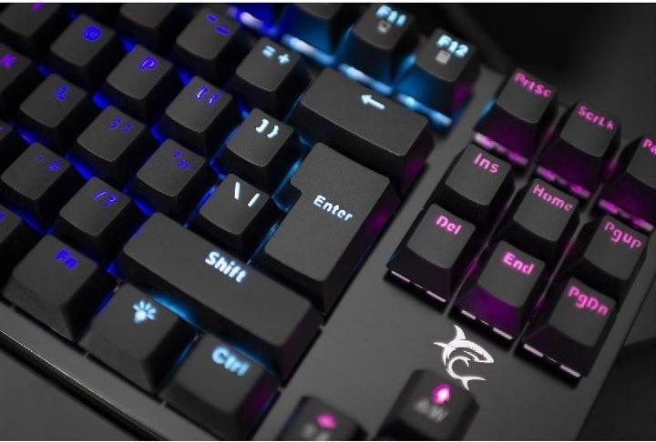 Actual product image White Shark Mechanical Gaming Keyboard Spartan, OUTEMU BLUE Switch, LED Rainbow Light, US Layout (DE, Cable)