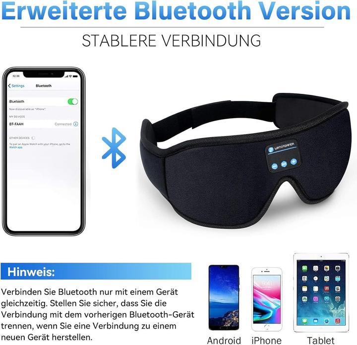 Actual product image Cbx Bluetooth sleep mask with headphones, wireless sleep headphones (Wireless)