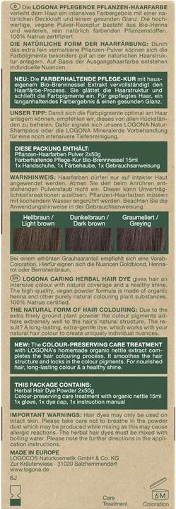 Nährwerte und Zutaten Logona Pflegende Pflanzen-Haarfarbe Pulver Kaffeebraun (090 Dunkelbraun)