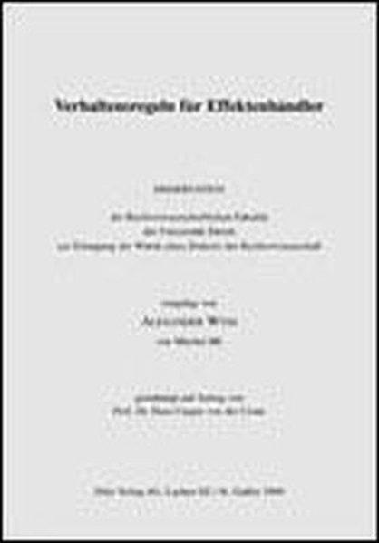 Actual product image DiKE Verhaltensregeln für Effektenhändler (German, Alexander Wyss, 2000)