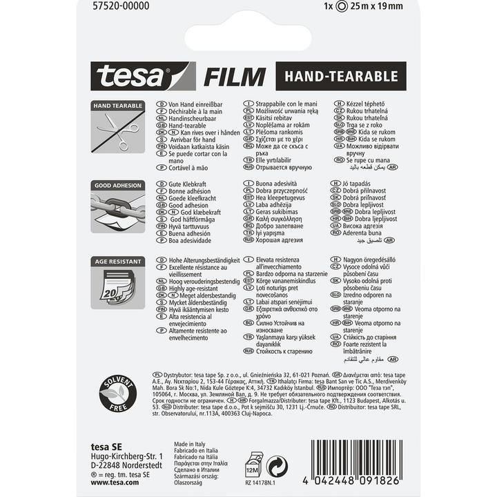 Produktbild tesa tesafilm Klebeband von Hand einreissbar (19 mm)