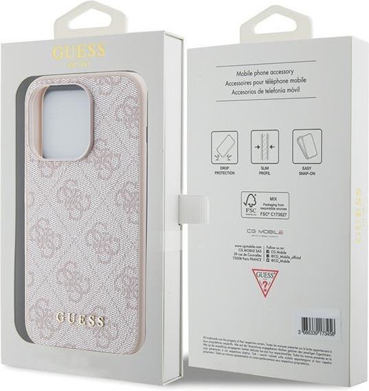 Immagine prodotto Guess GUHCP15LG4GFPI iPhone 15 Pro 6.1" różowy/rosa Custodia rigida 4G Metal Gold Logo (Apple iPhone 15 Pro)