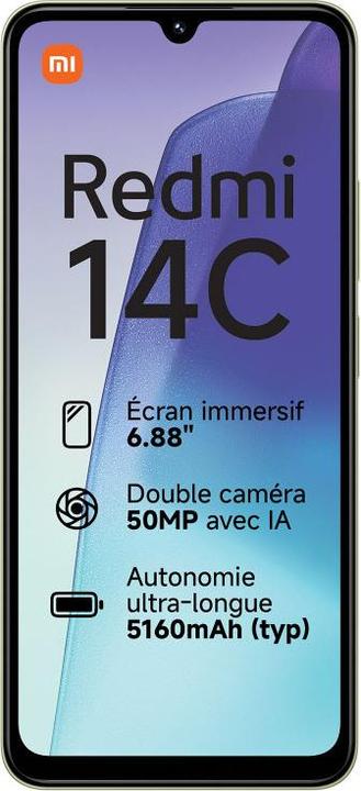 Image du produit Xiaomi Redmi 14C (6.88" - 128 Go, 6 Go RAM) Vert (128 Go, Vert, 6.88", Double SIM)