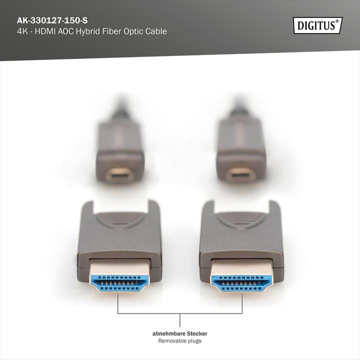 Actual product image Digitus 4K - HDMI® AOC Hybrid Fibre Optic Cable with Detachable Connector (15 m, HDMI)