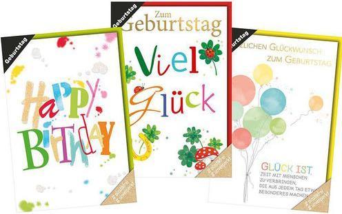 Produktbild Markenlos Braun & Company Geburtstagskarten 5939-0037 Papier Mehrfarbig (3 Stk.)