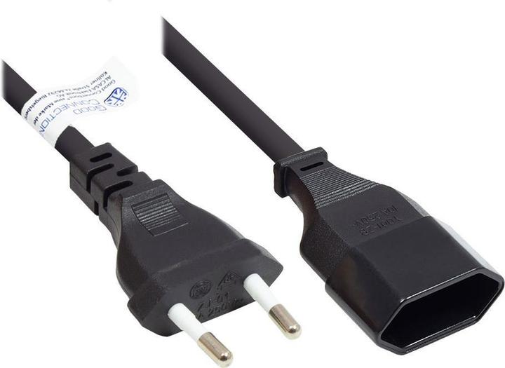 Actual product image Good Connections Euro extension Euro plug type C (straight) to Euro socket (straight), black, 0.75 mm², 5 m, ® (5 m)