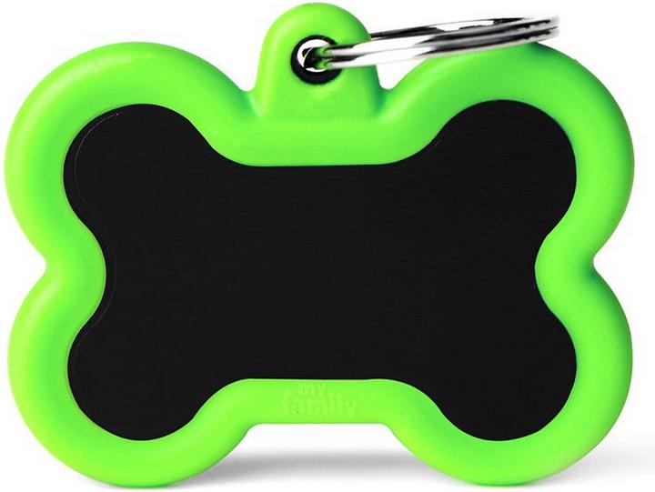 Myfamily Black Bone Alu ID-Hundetag grün, 4.1x3.3cm (1 Stk) (L, Hund)