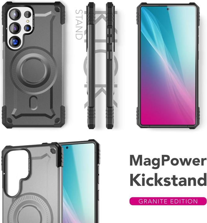 Actual product image Nalia Granite - Armor Panzer Hülle mit MagSafe Ring und Ständer - Military Hardcase (Samsung Galaxy S25 Ultra)