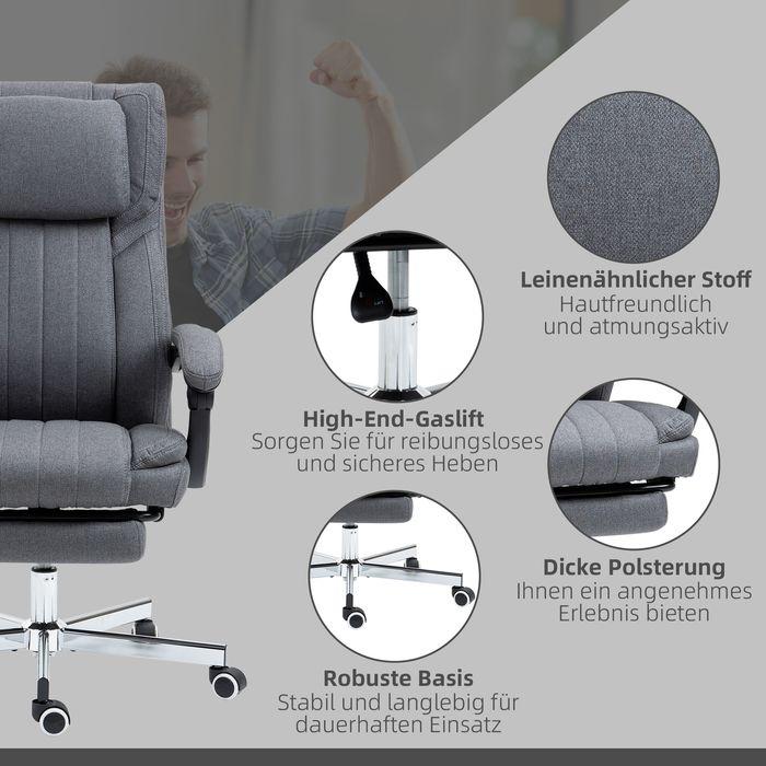 Immagine prodotto Swisshandel24 Sedia da ufficio con 5 modalità di massaggio, ergonomica, con funzione reclinabile, poggiapiedi
