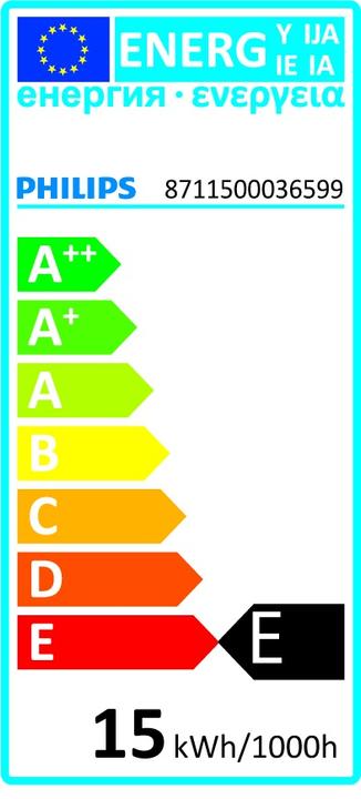 Energy Label Philips Oven lamp T22 (E14, 15 W, 90 lm, 1 x, E)