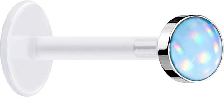 Actual product image Star Piercing Micro labret transparent with disc and epoxy stone blue (Surgical steel 316L, without brass, Bioflex)