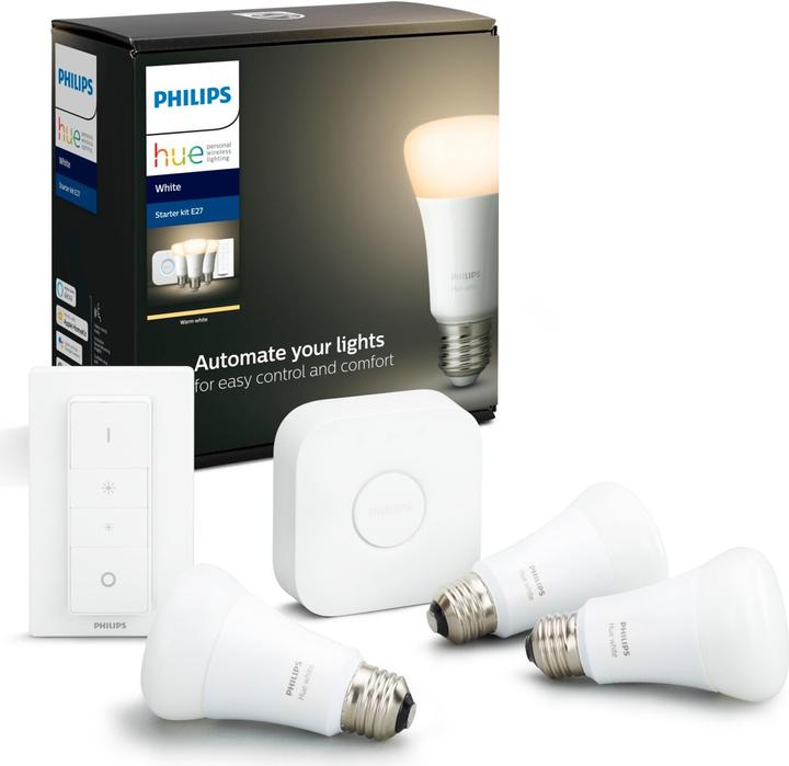Actual product image Philips Hue White BT Starter Set (E27, 9.50 W, 806 lm, 3 x, F)