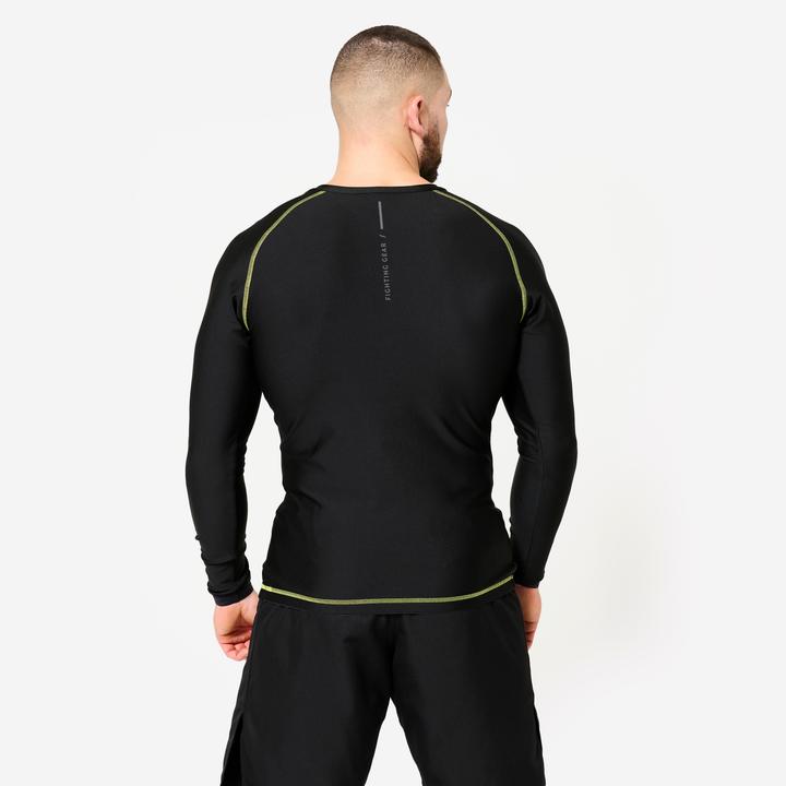 Image du produit Domyos Rashguard de MMA et grappling homme, noir fumé et jaune lumineux (XL)
