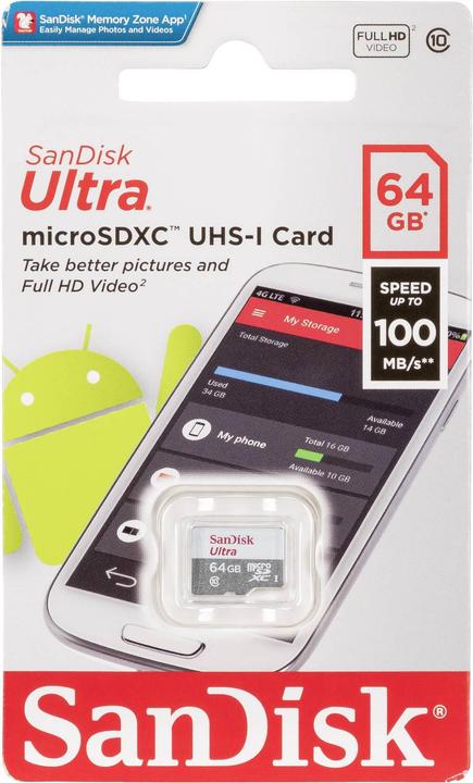 Produktbild SanDisk Ultra Lite microSDXC (64 GB, microSDXC, U1, UHS-I)