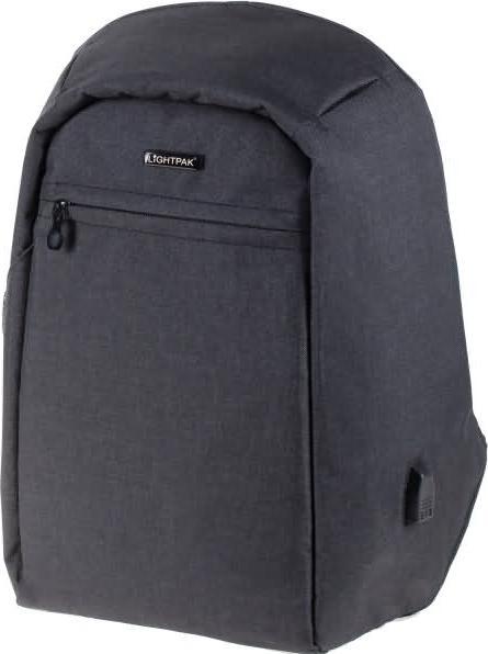 Lightpak Rucksack SAFEPAK, mit USB-Ladeport, anthrazit Polyester, gepolsterter Rücken, Trolleyband