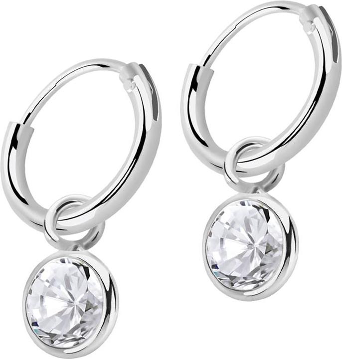 Star Piercing Ohrring silber rund Anhänger runder Kristall silber (925 Sterlingsilber, ohne Messing)