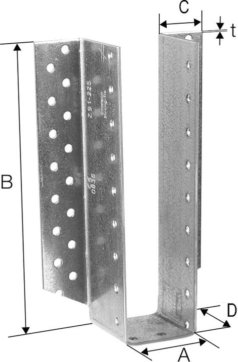 Actual product image Simpson Sst SIMPSON beam shoe BSD 160x160 hot-dip galvanised external with rating (Joist hanger, 1 pcs.)