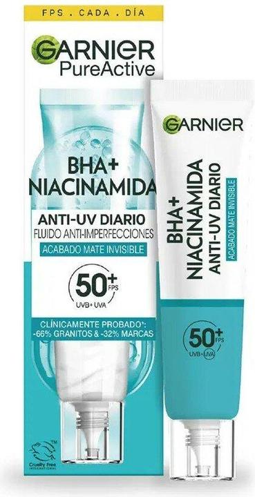 Produktbild Garnier PURE ACTIVE BHA + Niacinamid Fluid gegen Hautunreinheiten SPF50+ 40 ml (40 ml)