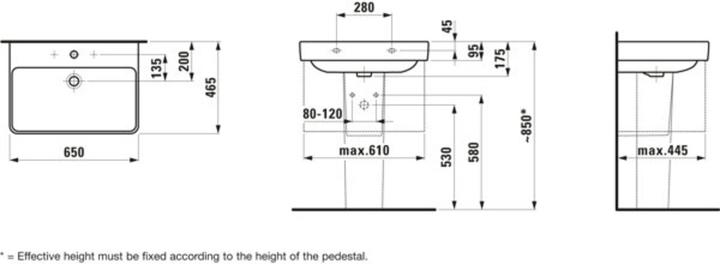 Immagine prodotto Laufen Lavabo Pro S 65 cm bianco con rivestimento 8109644001041 (4650 mm, 650 mm)