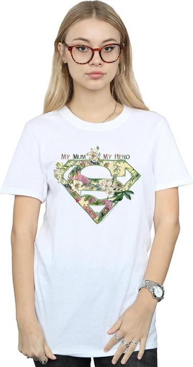 Actual product image Womens/Ladies Supergirl My Mum My Hero Cotton Boyfriend T-Shirt (M)