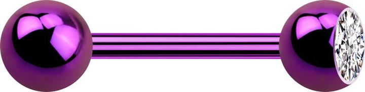 Actual product image Star Piercing Barbell violet with ball and ball crystal silver (Titanium G23, without brass)