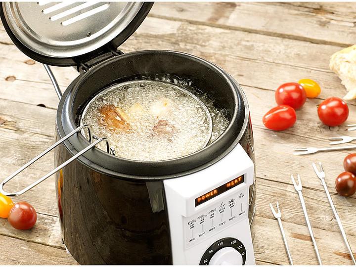 Actual product image Rosenstein & Söhne Compact tabletop deep fryer with fondue set