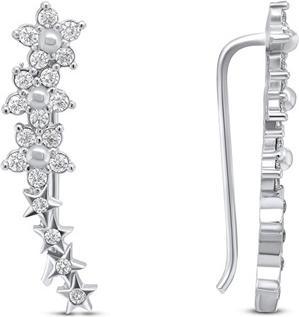 Brilio Silver - Playful longitudinal silver earrings with zircons EA81W