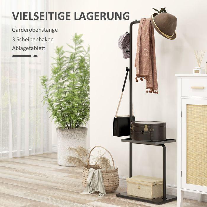 Produktbild Swisshandel24 Garderobenständer Kleiderständer inkl. Haken & Tablett ideal für Kleider, Hüte