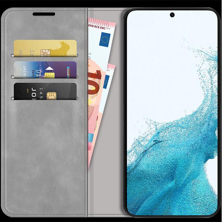 Produktbild Cazy Book Case Kompatibel mit Samsung Galaxy S22+ - Hülle klappbar Magnetisch Kunstleder - Grau (Samsung Galaxy S22+)