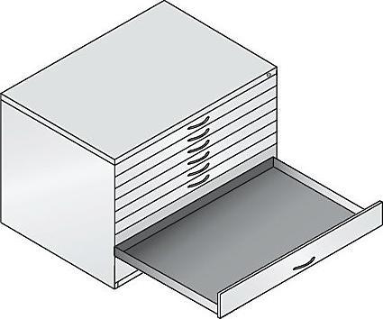 Produktbild C+P Zeichnungsschrank, A1, 8 Schubladen, H 760 mm, schwarzgrau / weissaluminium