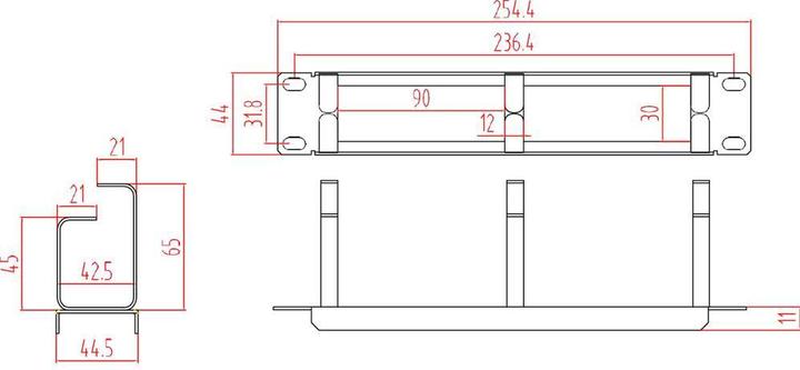Produktbild Renkforce RF-3429154 25,40cm (10") Netzwerkschrank-Kabelführung 1 HE Schwarz