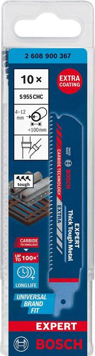 Actual product image Bosch Professional Zubehör EXPERT 'Thick Tough Metal' S 955 CHC reciprocating saw blade, 10 pieces