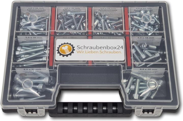 Produktbild Schraubenbox24 Zylinderkopfschrauben Sortiment M4-M5-M6 // 12mm-30mm 210 tlg. Schraubenbox (210 Schrauben pro Stück)