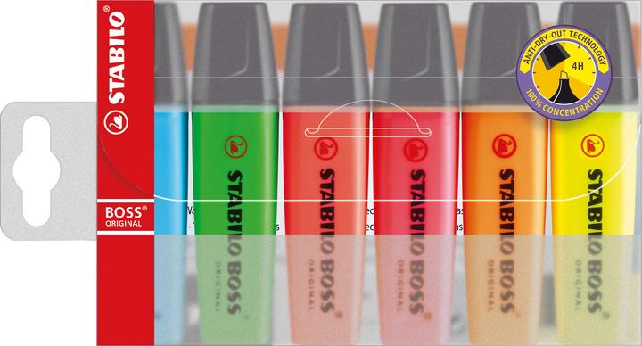 STABILO BOSS ORIGINAL markeerstift (Blauw, Groen, Roze, Rood, Oranje, Geel, 5 mm, 6 x)