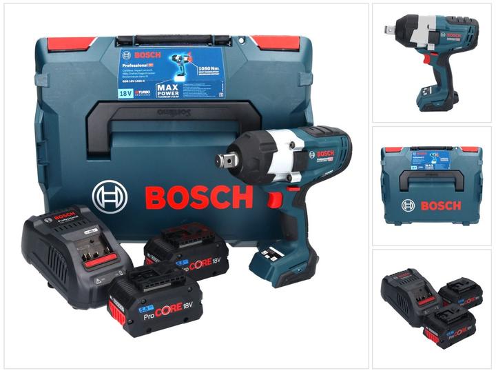 Immagine prodotto Bosch Professional Avvitatore a impulsi a batteria GDS 18V-1050 H, 2 batterie ProCORE18V 5.5Ah, caricabatterie, L-BOXX (Batteria ricaricabile)