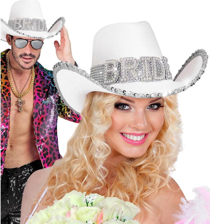 Image du produit Widmann Chapeau de cowboy blanc "mariée" avec décoration de perles