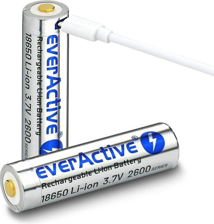 Immagine prodotto Everactive ACCUMULATORE 18650 3 7V LI-ION 2600MAH MICRO USB Z ZABEZPIECZENIEM BOX EV18650-2 (1 pz., 18650, 2600 mAh)