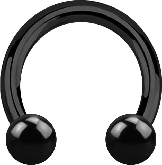 Star Piercing Circular Barbell Innengewinde schwarz mit zwei Kugeln (Titan G23, ohne Messing)