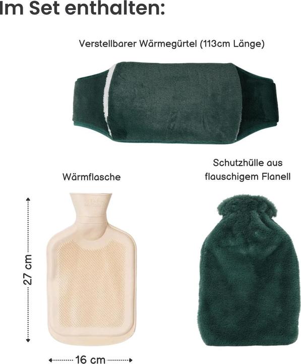 Actual product image Hermex Warming belt and hot water bottle set Hand warmer Belly warmer Hot water bottle (0.80 l)