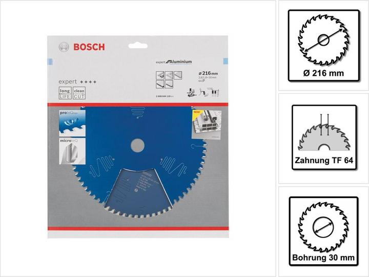 Produktbild Bosch Professional Zubehör Kreissägeblatt Expert for Aluminium, 216 x 30 x 2,6 mm, 64