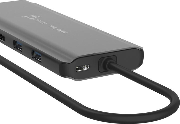 Image du produit j5Create JCD398-N, Avec fil, USB 3.2 Gen 2 (3.1 Gen 2) Type-C, 100 W, 10,100,1000 Mbit/s, Gris, Spac (2 Ports)