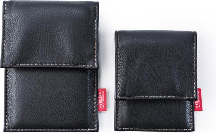 Image du produit Stalin PhoneBag en cuir véritable Big noir avec coutures couleur cappuccino (Samsung Galaxy S3)