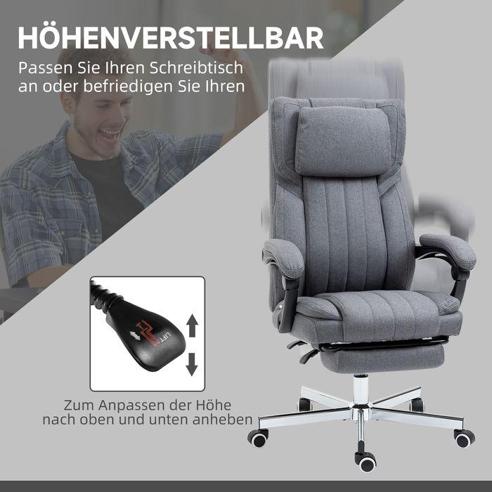 Immagine prodotto Swisshandel24 Sedia da ufficio con 5 modalità di massaggio, ergonomica, con funzione reclinabile, poggiapiedi